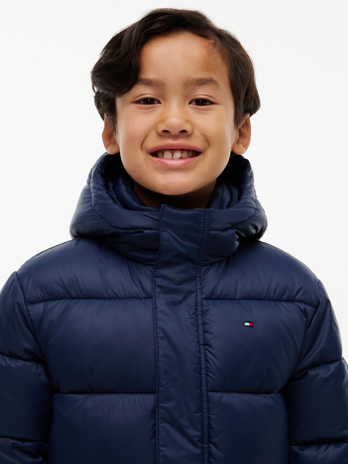 Kids' Hooded Quilted Parka Jacket — Navy
