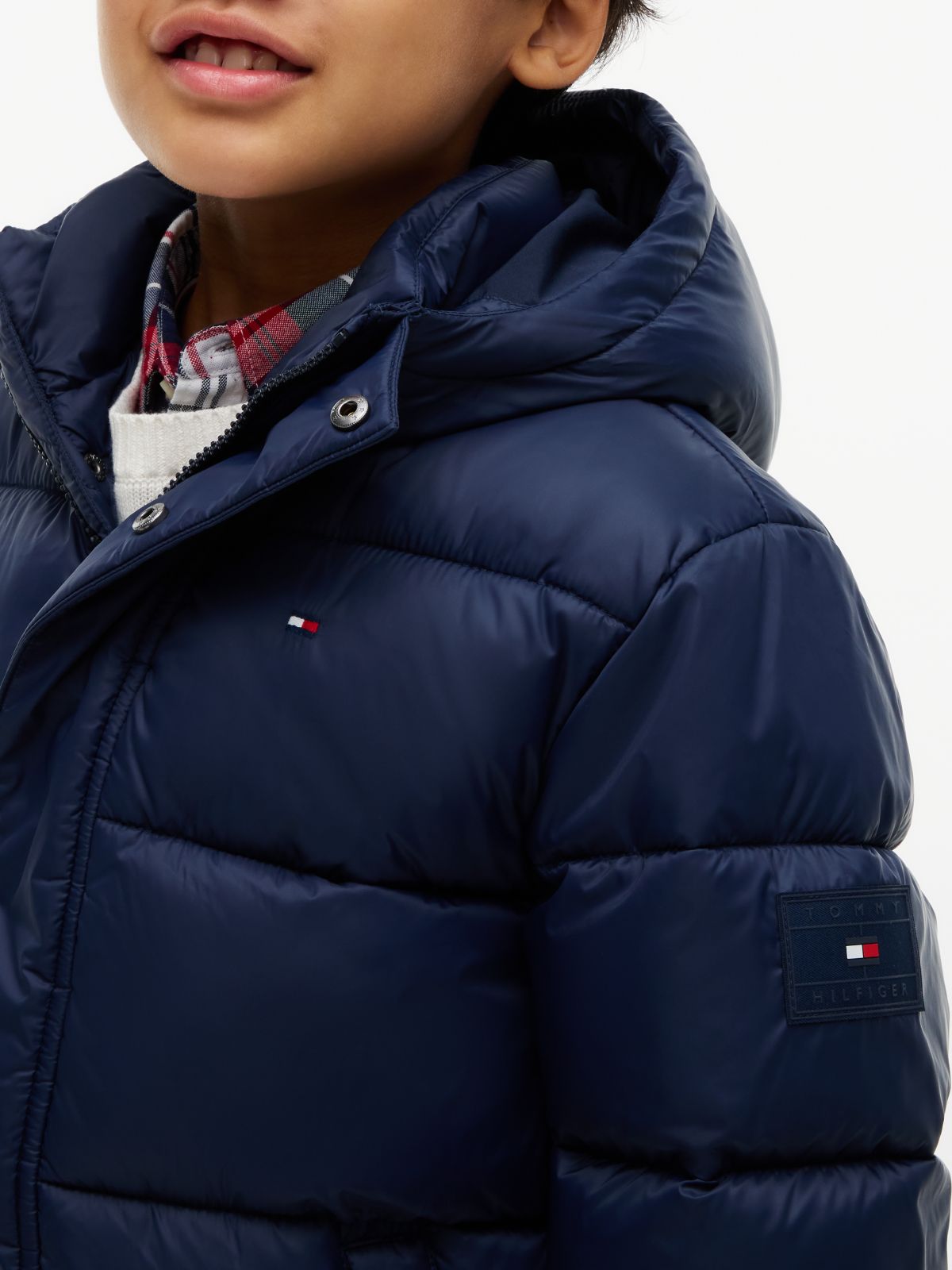 Kids' Hooded Quilted Parka Jacket — Navy