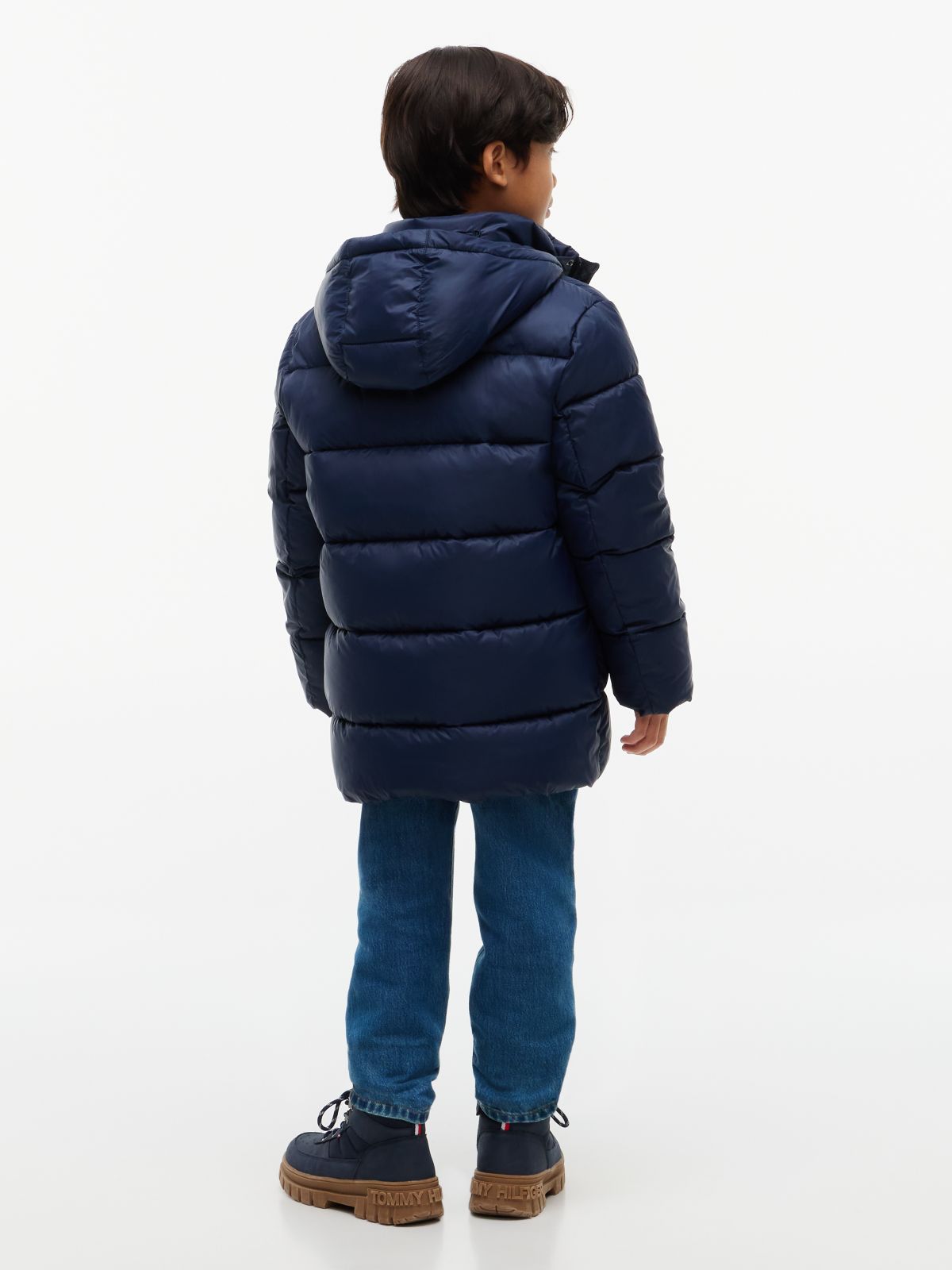 Kids' Hooded Quilted Parka Jacket — Navy