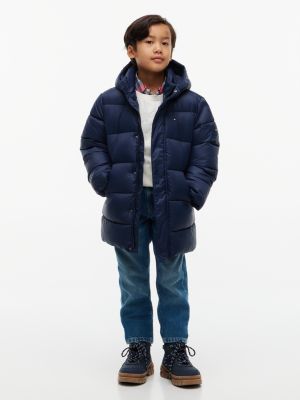 Kids' Hooded Quilted Parka Jacket, Navy