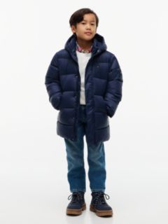Kids' Hooded Quilted Parka Jacket — Navy 1