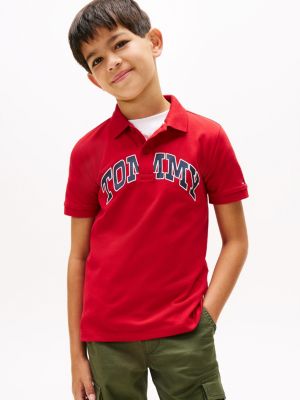 Kids' Logo Stretch Polo, Medium Red