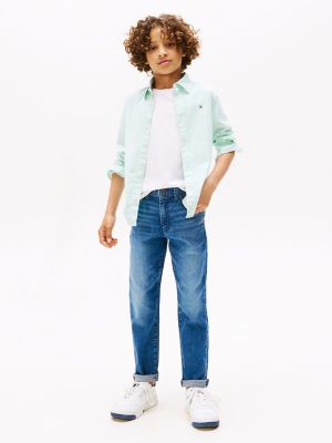Kids' Faded Mid-Wash Straight Fit Jean, Blue