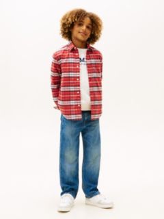 Kids' Check Stretch Shirt — Red Check 3
