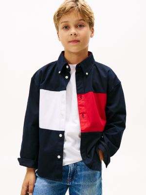 Kids' Colorblock Flag Graphic Shirt, Dark Night Navy