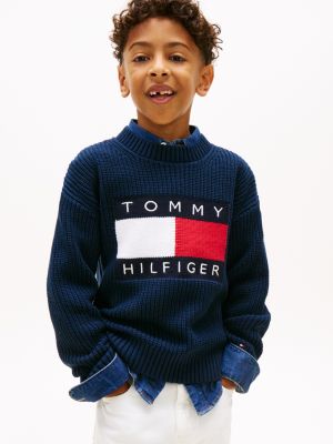 Kids' Flag Logo Sweater, Dark Night Navy