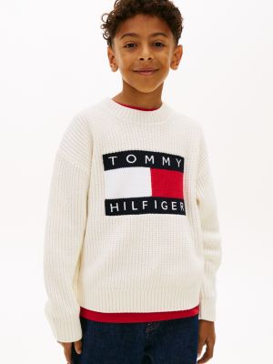 Kids' Flag Logo Sweater, Ivory Silk