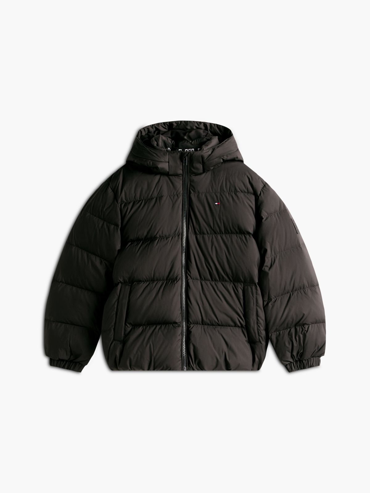 Kids' Relaxed Fit Hooded Down Jacket — Black