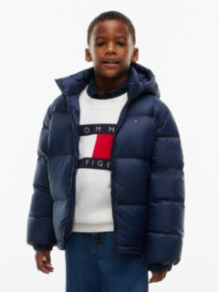 Kids' Relaxed Fit Hooded Down Jacket — Navy 1