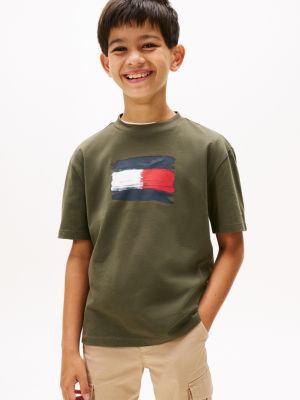 Kids' Flag Logo T-Shirt, Pewter Green