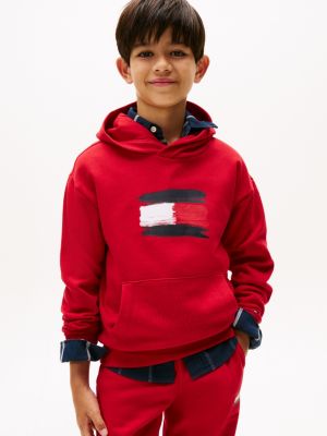 Kids' Flag Logo Hoodie, Medium Red