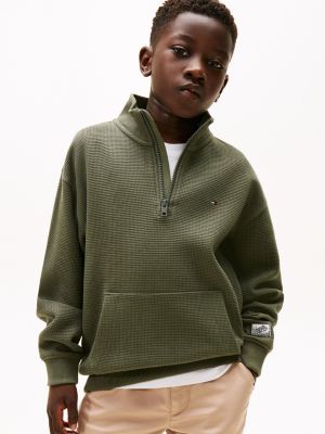 Kids' Quarter-Zip Sweatshirt, Pewter Green