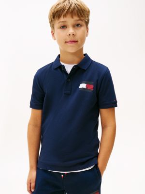 Kids' Flag Logo Polo Shirt, Dark Blue