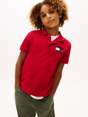 Kids' Flag Logo Polo Shirt, Medium Red