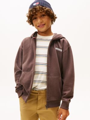 Kids' Puff Print Logo Zip Hoodie, Black Walnut