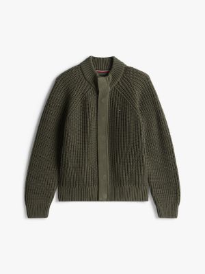 Kids' Rib-Knit Cardigan, Green