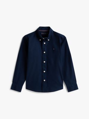 Kids' Stretch-Cotton Oxford Shirt, Dark Night Navy