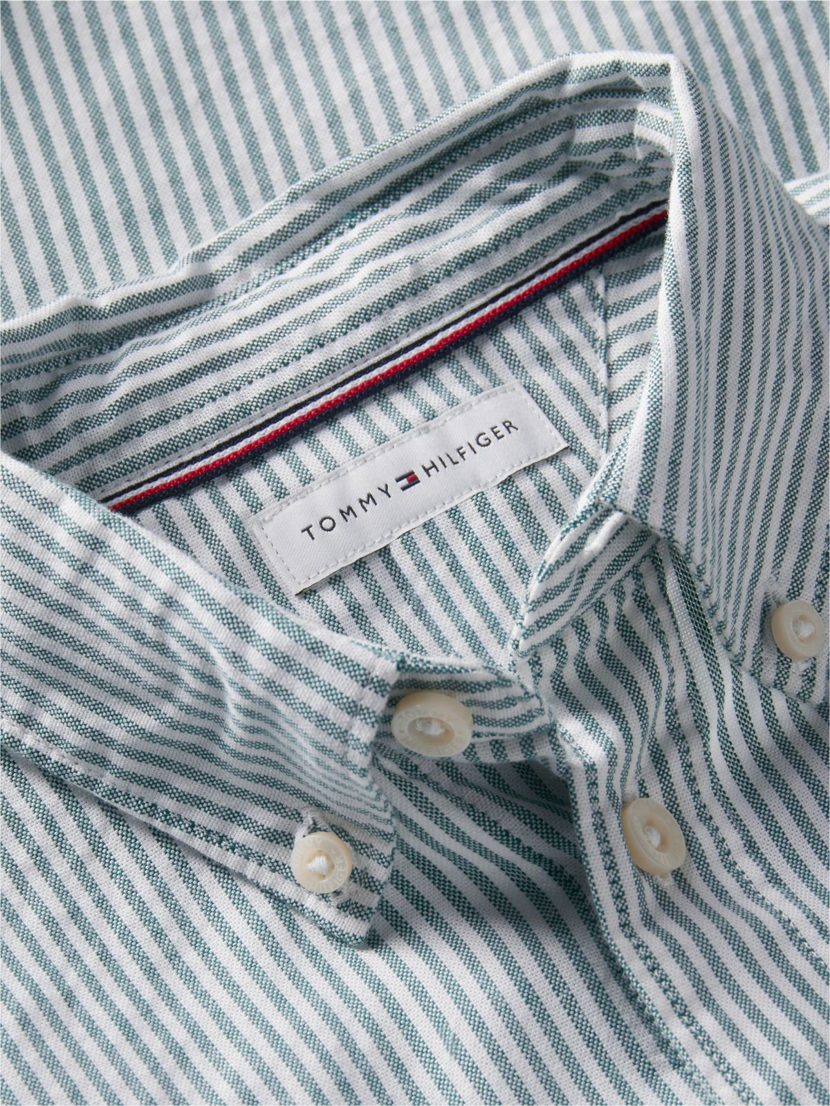 Kids' Stretch Oxford Shirt — Rural Green Stripes
