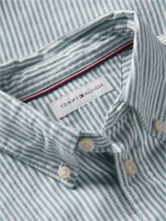 Kids' Stretch Oxford Shirt — Rural Green Stripes 6