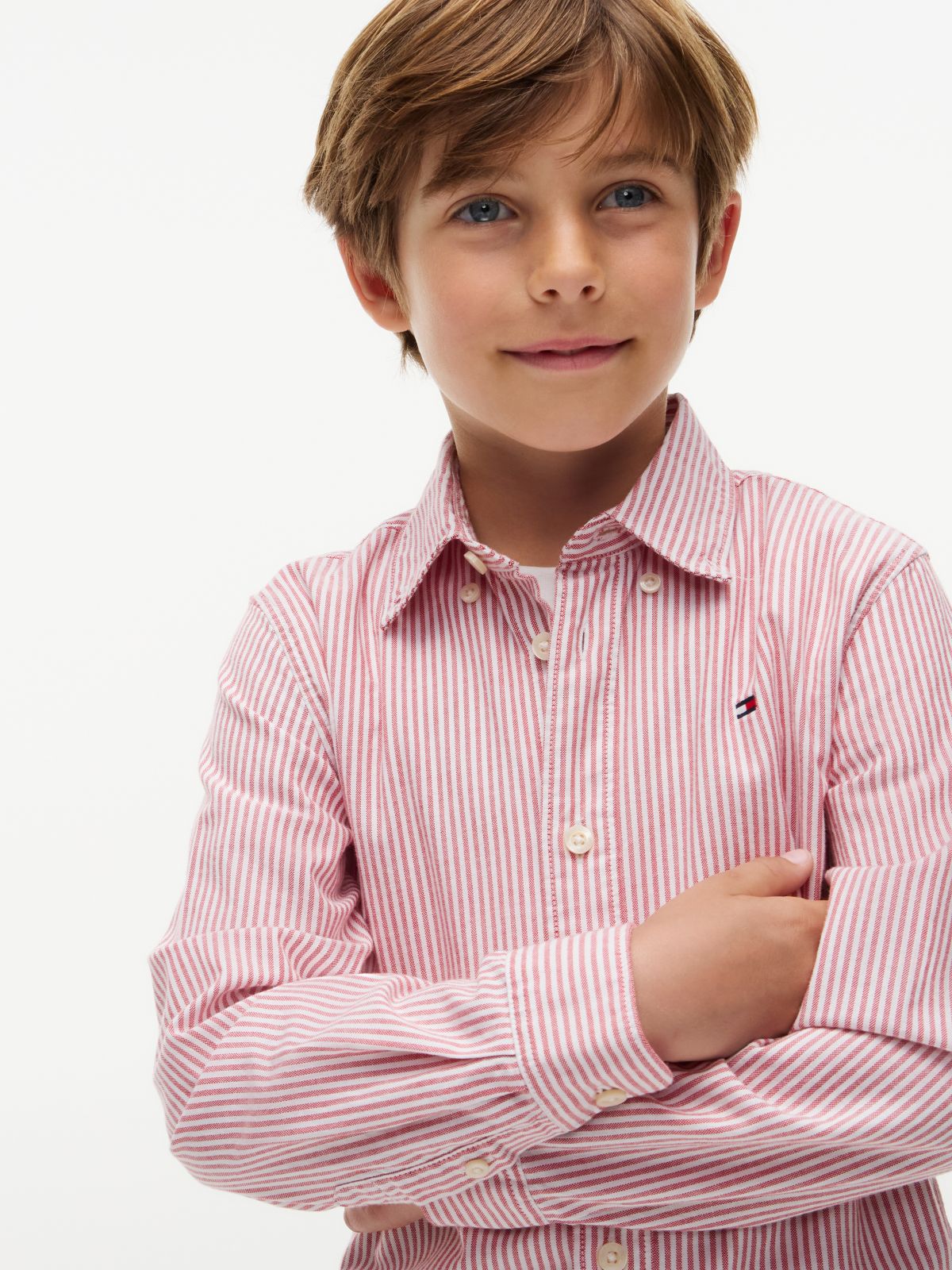 Kids' Stretch Oxford Shirt — Red Glare Stripes