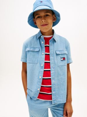 Kids' Wavy Flag Herringbone Denim Shirt