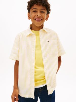 Kids' Stripe Stretch Pocket Shirt, Yellow Dahlia Stripe