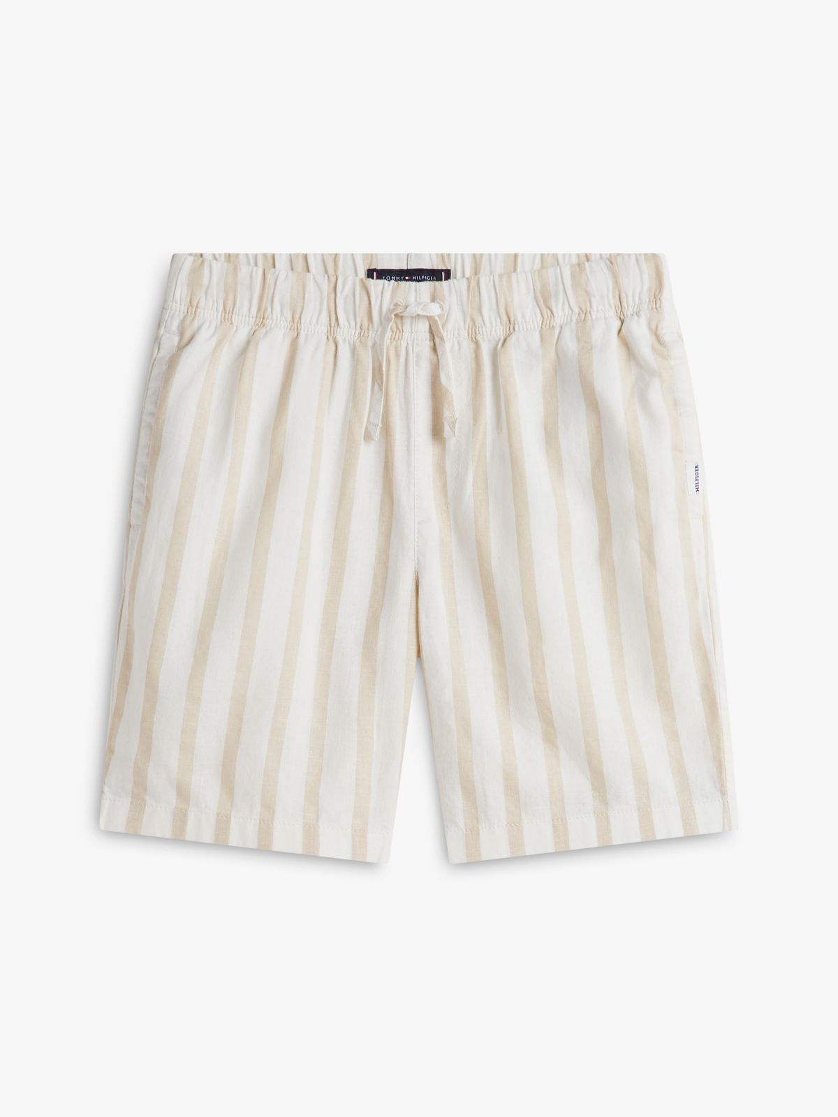 Kids' Relaxed Striped Linen-Blend Short — Classic Beige Stripe
