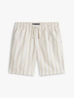 Kids' Relaxed Striped Linen-Blend Short — Classic Beige Stripe 5