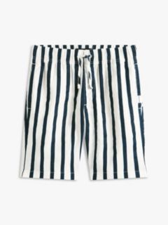 Kids' Relaxed Striped Linen-Blend Short — Navy 5