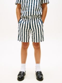 Kids' Relaxed Striped Linen-Blend Short — Navy 1