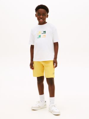 Kids' Hilfiger Logo Wide Leg Sweatshort, Yellow Dahlia