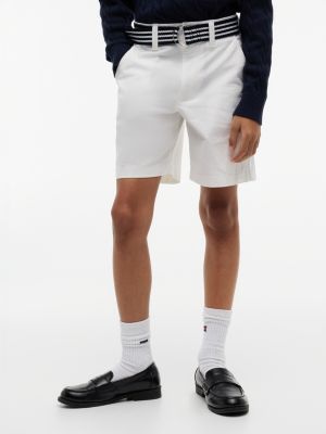 Kids' Belted Baggy Stretch Chino Short, White