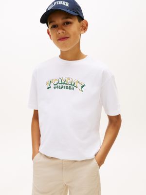 Kids' 3D Logo Graphic T-Shirt, White Tommy Logo