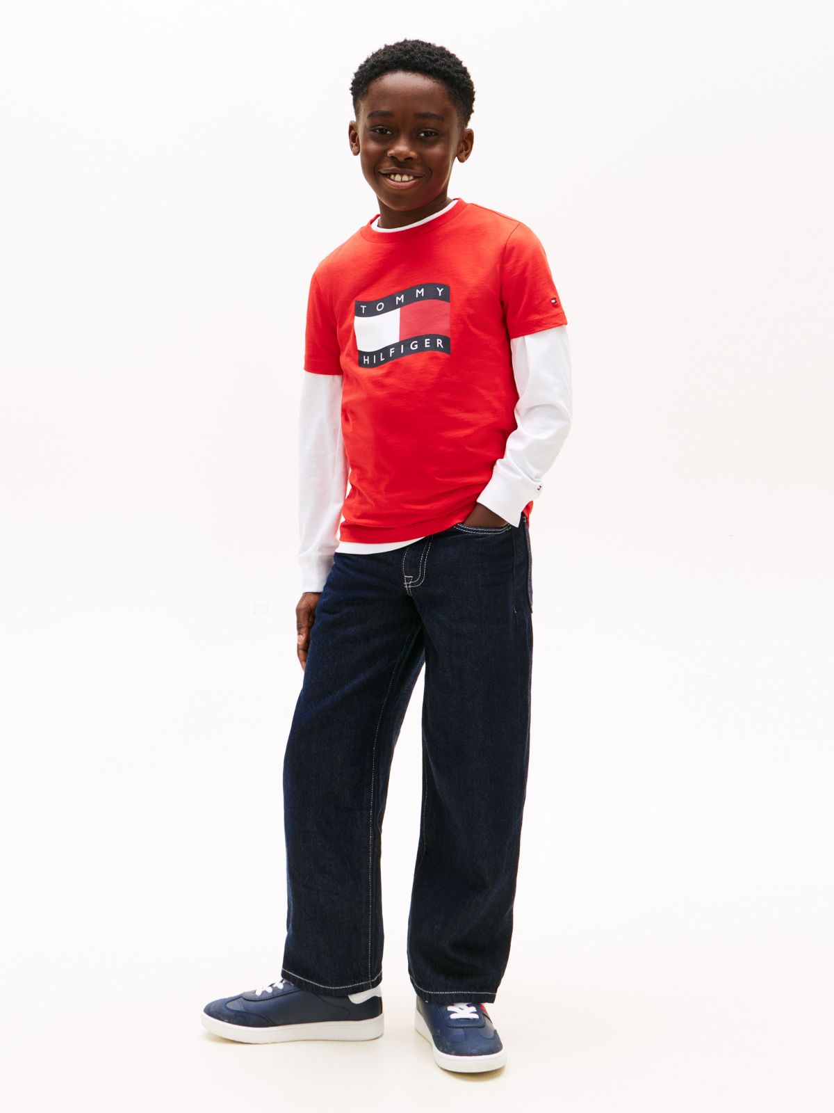Kids' Wavy Flag T-Shirt — Rapid Red