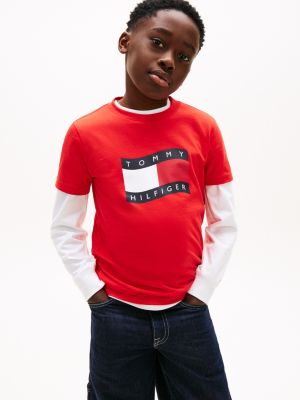 Kids' Wavy Flag T-Shirt, Rapid Red