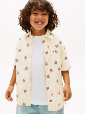 Kids' Basketball Stretch Pocket Shirt, Yellow Dahlia Stripe