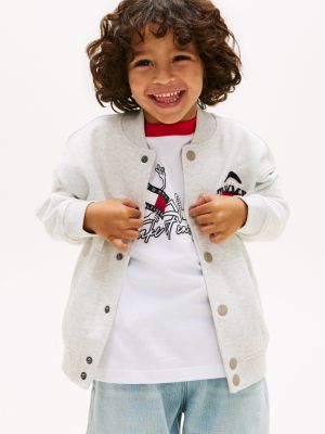 Kids' Basketball Sweatshirt Bomber, Light Grey Heather