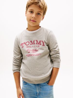 Kids' Faded Print Logo Sweatshirt, Mid Grey Heather