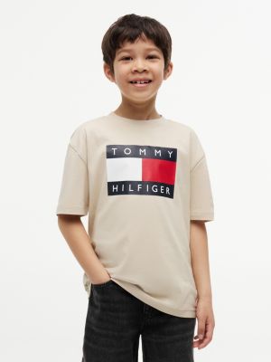 Kids' Big Flag Logo T-Shirt, Classic Beige