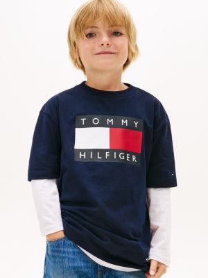 Kids' Printed Badge Logo T-Shirt, Dark Night Navy