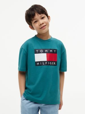 Kids' Big Flag Logo T-Shirt, Platinum Teal