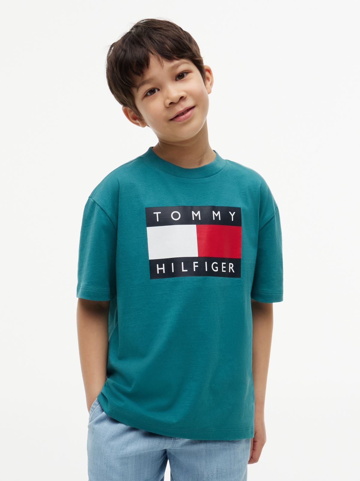Kids' Big Flag Logo T-Shirt — Platinum Teal