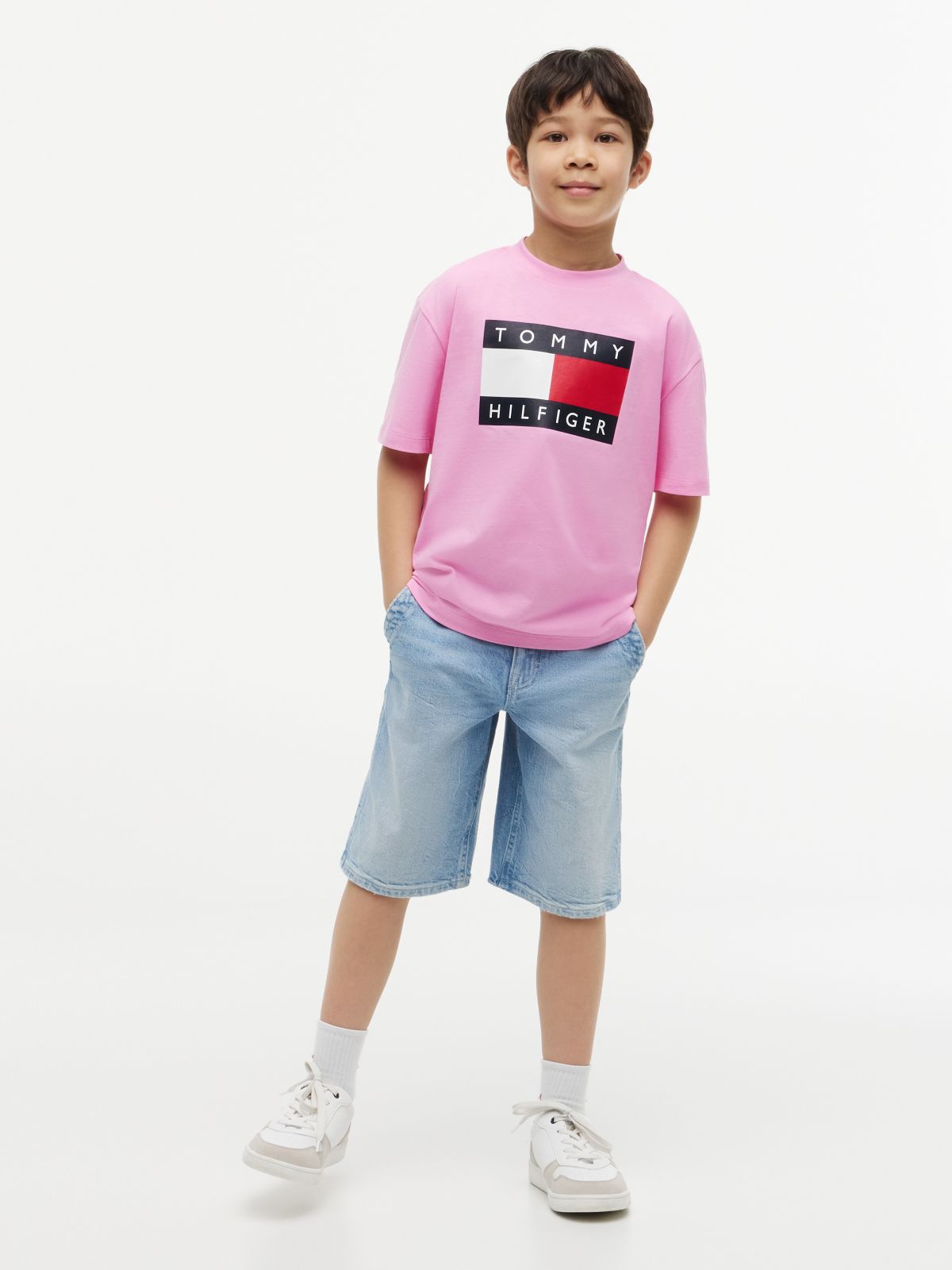 Kids' Big Flag Logo T-Shirt — Pink Daisy