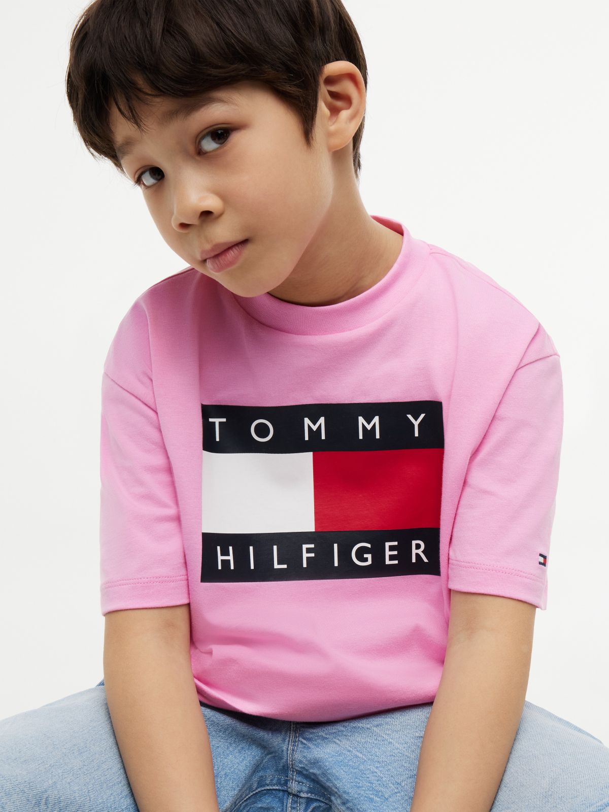 Kids' Big Flag Logo T-Shirt — Pink Daisy