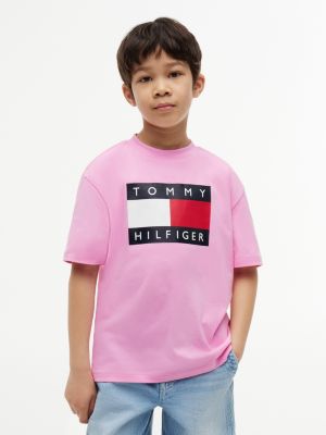 Kids' Big Flag Logo T-Shirt, Pink Daisy
