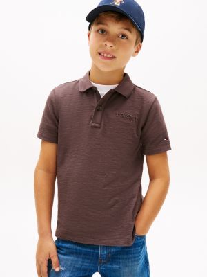 Kids' Embossed Logo Polo, Black Walnut