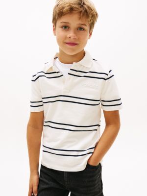 Kids' Embossed Logo Polo, Ancient White Stripes