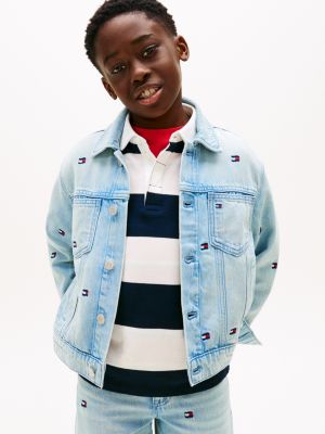 Kids' Oversize Wavy Flag Denim Jacket