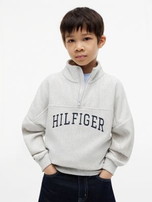 Kids' Varsity Quarter-Zip Sweatshirt, Light Grey Heather