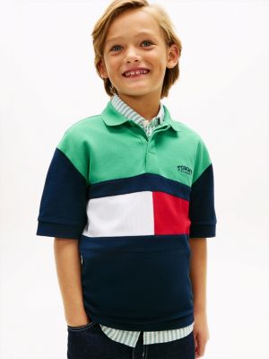 Kids' Colorblock Rugby Polo, Bahama Green Colorblock
